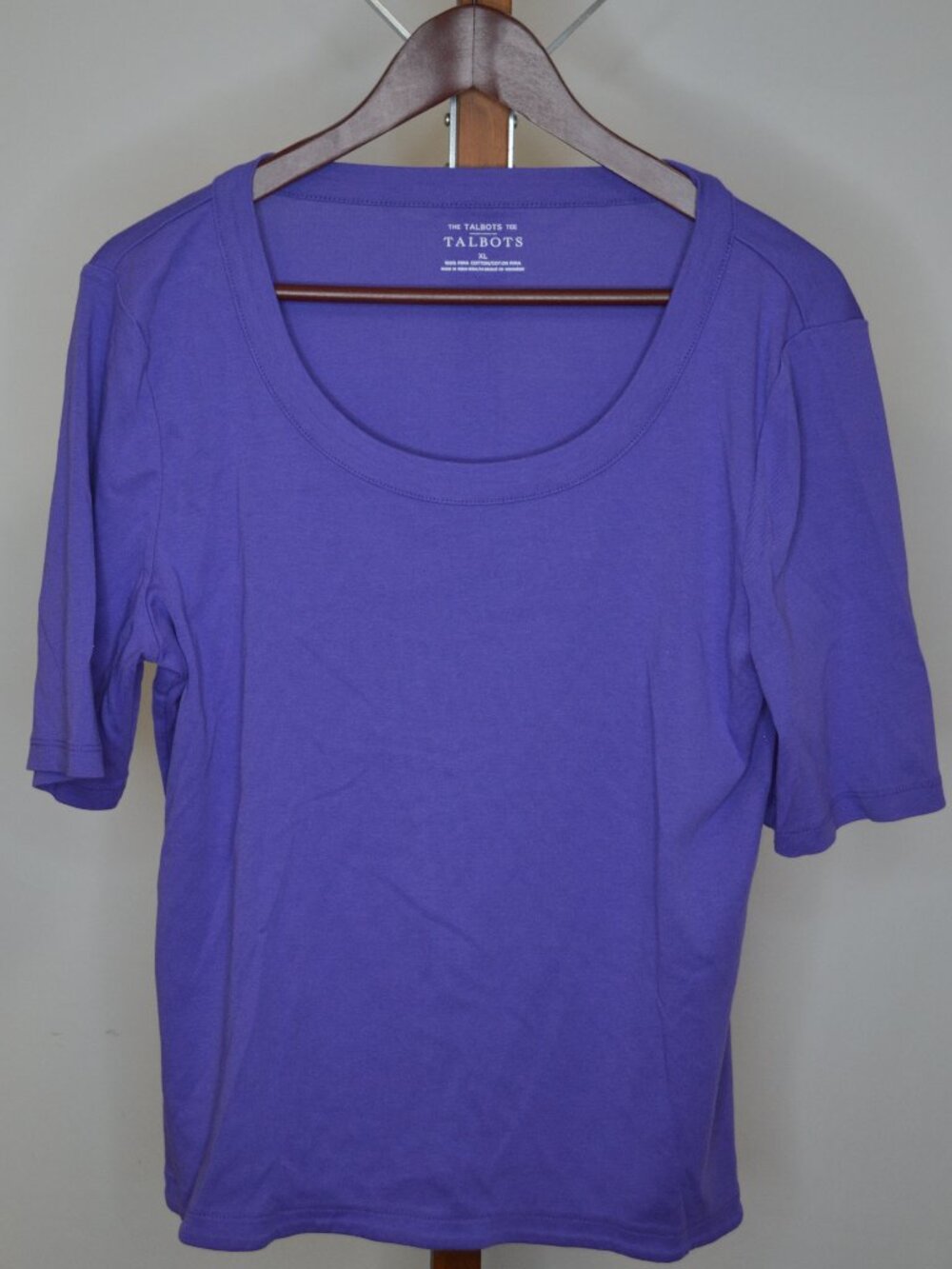 Talbots Women's XL Purple Crew Neck Short Sleeve Cotton Top